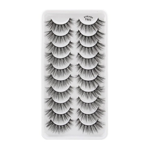 Pestañas postizas voluminosas, 10 pares, pestañas postizas negras adhesivas 3D, juego de extensiones de pestañas