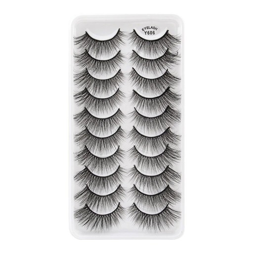 Pestañas postizas voluminosas, 10 pares, pestañas postizas negras adhesivas 3D, juego de extensiones de pestañas