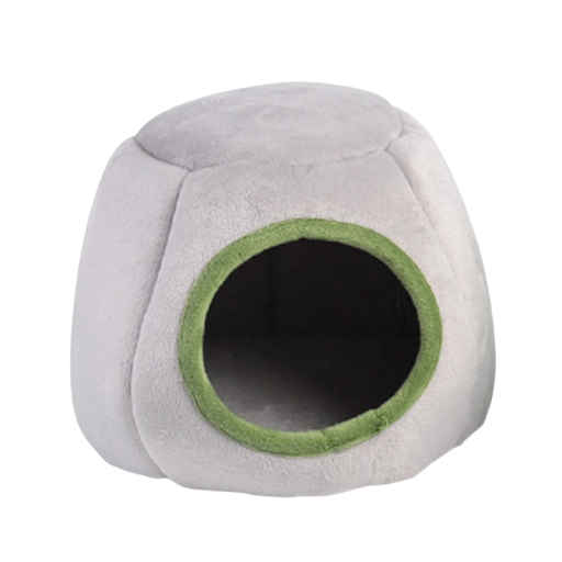 Pet Bed for Rodents 21 x 17 cm Grey Warm House Made of Plush Fabric and Foam Soft Nest for Hamsters, Guinea Pigs and Small Rodents