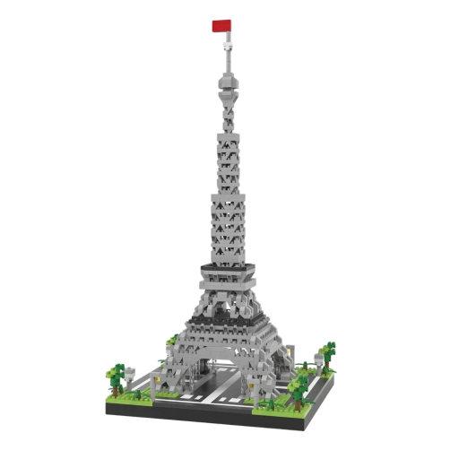 Petit modèle gris de la Tour Eiffel 33x16x16 cm Modèle pliable avec lumière LED Décoration éclairée Kit créatif pour enfants et adultes