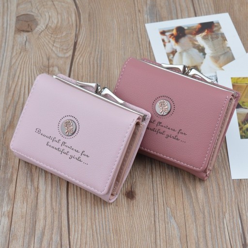 Petite portefeuille pour femme avec rose