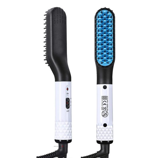 Pettine elettrico riscaldato per capelli e barba da uomo 25W Piastra a ioni negativi Spazzola per capelli bagnati e asciutti Styling veloce spina EU