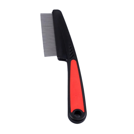 Pettine per pulci in acciaio inossidabile per animali domestici Pettine per pidocchi con manico Pettine per la cura di cani e gatti Pettine per pettinare pulci e uova 18 x 4,5 cm
