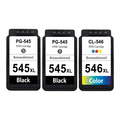 PG-545XL and CL-546XL Ink Cartridge Set 3 pcs Compatible with Canon 18 ml with Chip 2x Black and Colour for Pixma MG3050 MX495