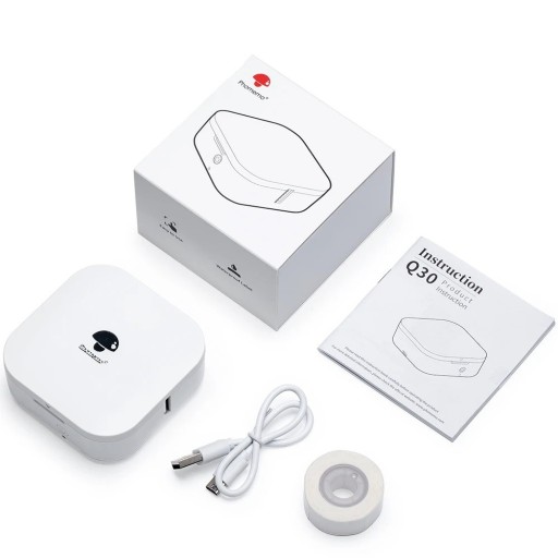 Phomemo Q30 Bluetooth mini etikettprinter 203 dpi bærbar lomme termisk printer selvklæbende etiketter 6–15 mm til iOS Android