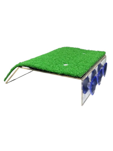Piattaforma per tartarughe 12 x 10 x 5,2 cm con erba artificiale, decorazione per acquari con ventose, rampe per arrampicarsi per rettili, piattaforma