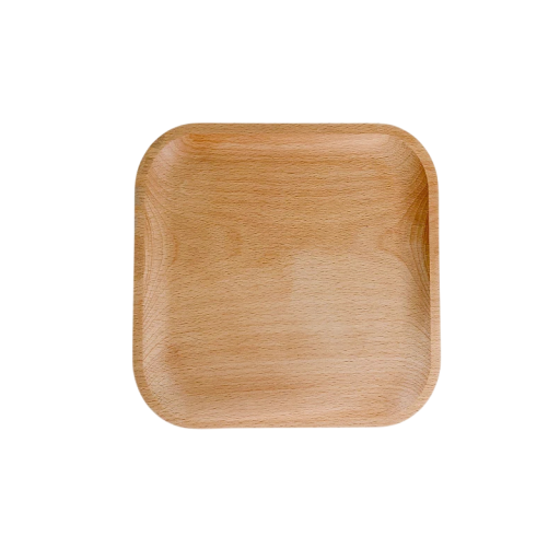 Piatto da dessert con angoli arrotondati 15 x 15 cm in legno massello marrone chiaro vassoio quadrato per servire dessert e stuzzichini