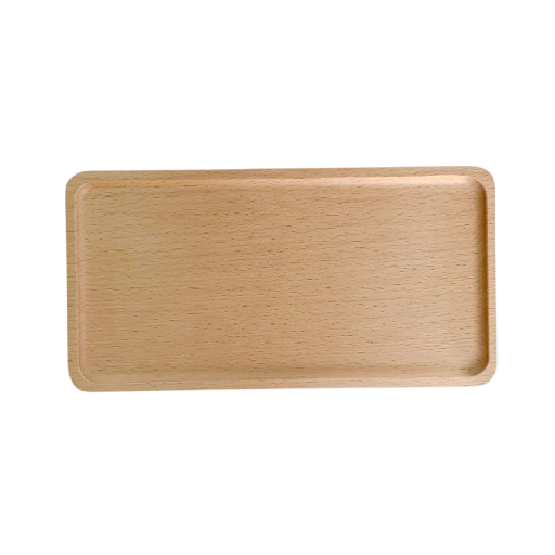 Piatto da dessert con angoli arrotondati 25 x 13 cm in legno massello marrone chiaro vassoio rettangolare per servire dessert e stuzzichini