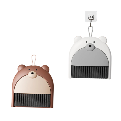 Piccola paletta di plastica per scopa 20x16x16x5 cm Paletta da tavolo per rifiuti Orsetto disegnato Accessorio per pulizie domestiche pieghevole