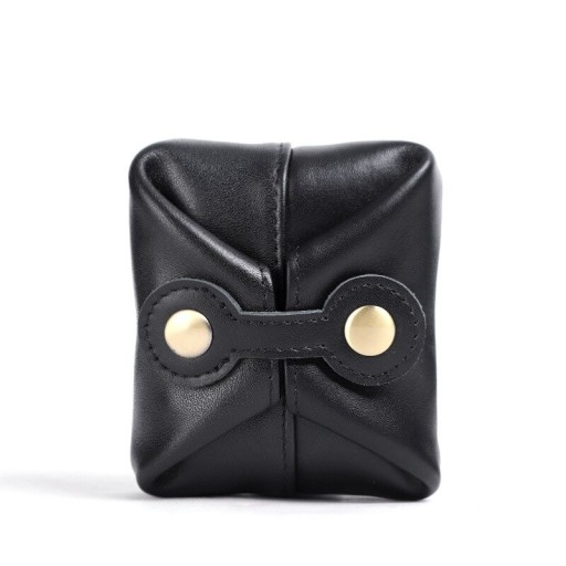 Piccolo astuccio per oggetti vari in vera pelle Astuccio pieghevole con chiusura a due bottoni a pressione Dimensioni compatte 8,3 x 7,3