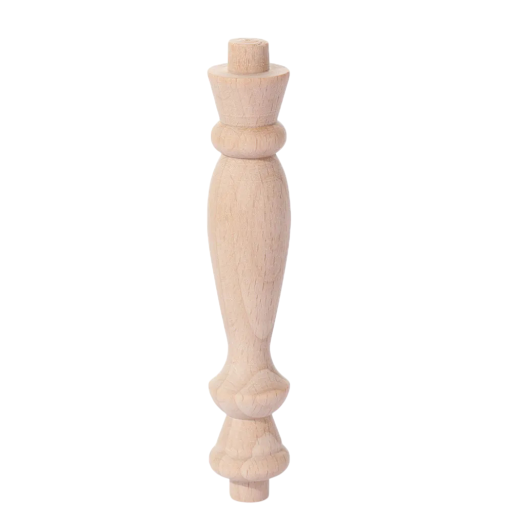 Picior din lemn pentru mobilier, formă turnată cu elemente decorative, 11 cm, lemn masiv, natural, picior deschis pentru comodă, dulap, masă