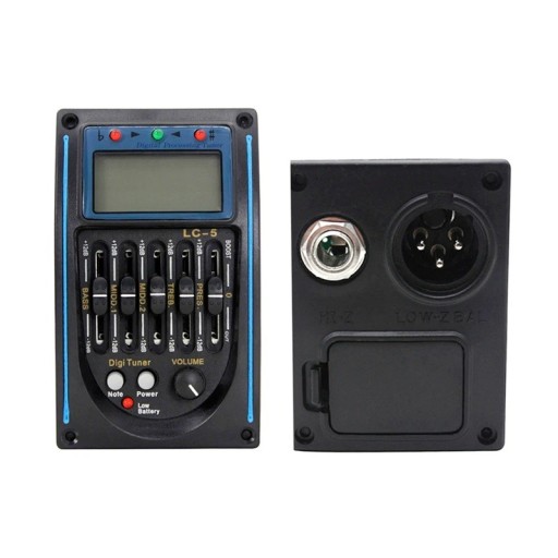 Pickup with Preamplifier for Classical Acoustic Guitar Equaliser with Bass, Mid and Treble Volume Control Built-in Black Colour