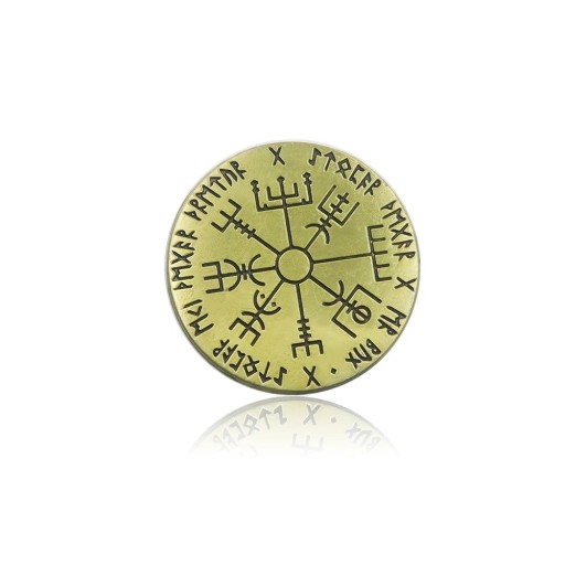 Pièce de monnaie viking du Nord Pièce commémorative avec motif viking Pièce de collection avec runes et protection en plastique 4 cm