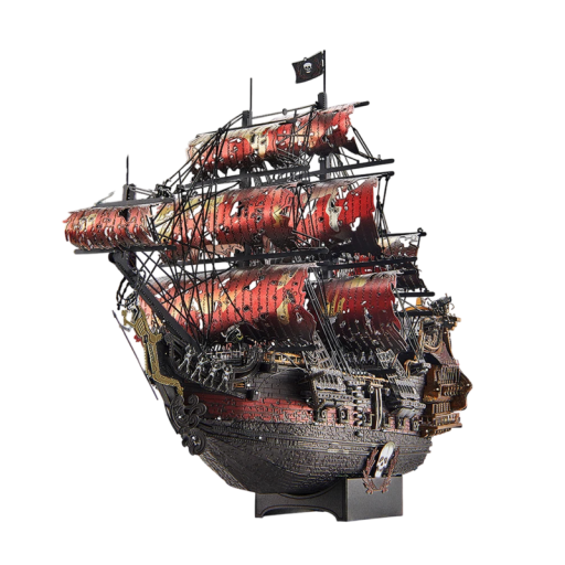 Piececool 3D Metal Model Queen Anne's Revenge Pirate Ship 19.5 × 6.5 × 16 cm 439 Pieces Stainless Steel Model Difficulty 5★ Luxury Decoration