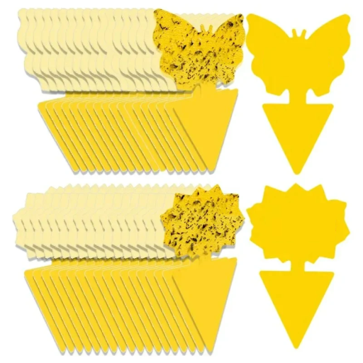 Pièges collants jaunes pour insectes 36 pcs Pièges collants pour pots de fleurs Papillon et tournesol 12,6 x 8 cm Protection des plantes contre les ravageurs