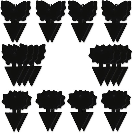 Pièges collants noirs double face pour insectes 24 pièces en forme de papillon et de fleur pour la protection des plantes en pot et au jardin