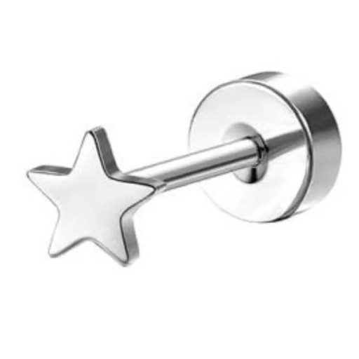 Piercing 0,8 mm x 6 mm x 10 mm Sterren Oorbel van chirurgisch roestvrij staal voor gevoelige oren, fijn ontwerp