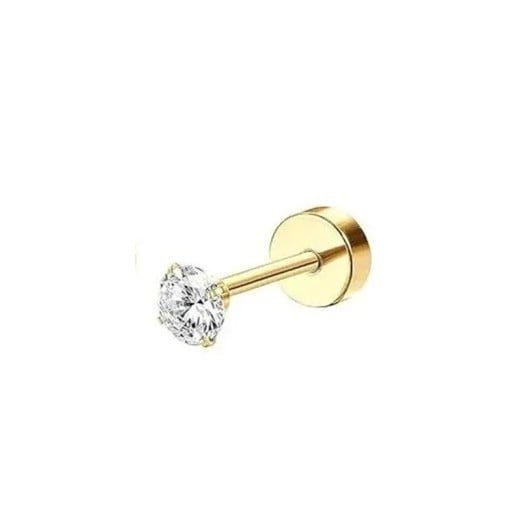 Piercing en or avec diamant 3 mm 6 x 5 x 0,8 mm Acier chirurgical Piercing délicat et élégant avec une pierre précieuse marquante pour un usage