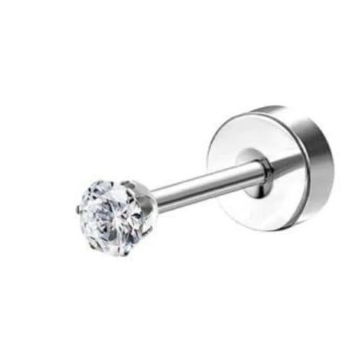 Piercing náušnice diamant stredná veľkosť 0,8 mm x 6 mm x 10 mm z chirurgickej nerezovej ocele pre citlivé uši