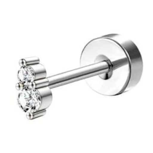 Piercingová náušnice 0,8 mm x 6 mm x 10 mm Chirurgická nerezová ocel Motiv dva diamanty Pro citlivé uši