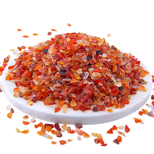 Pietre di quarzo frantumate in giada rossa 3–5 mm 20 g materiale naturale decorazione rosso-arancio per creazioni, allestimenti e collezionismo