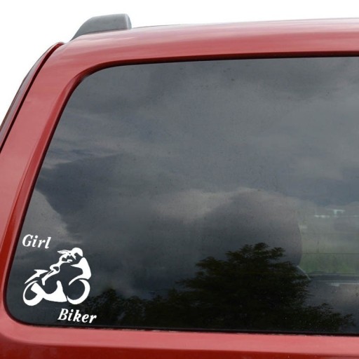 Pige biker bil klistermærke