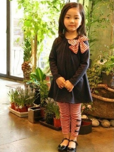 Piger T-shirt med sløjfe og leggings L1228