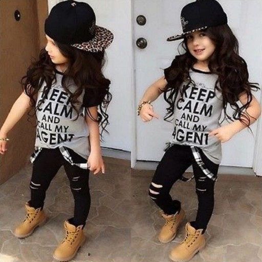 Piger T-shirt og bukser L1363