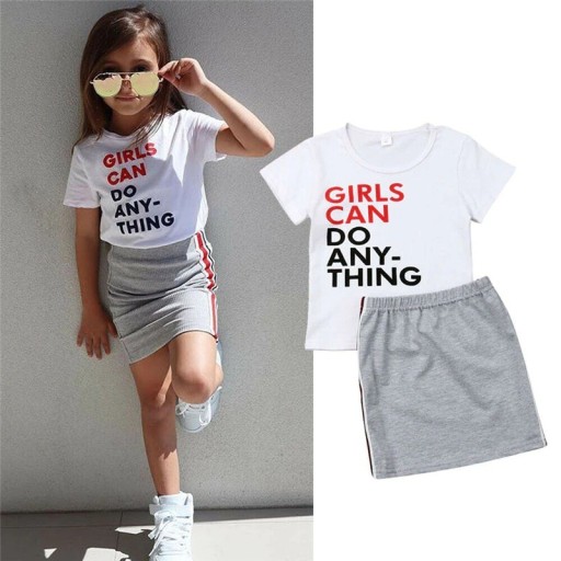 Piger T-shirt og nederdel L1293