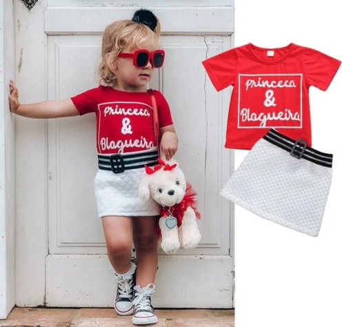 Piger T-shirt og nederdel L1539
