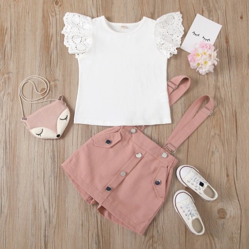 Piger T-shirt og shorts med seler L1115