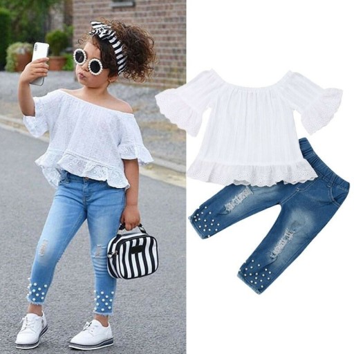 Pigerbluse og jeans L1245