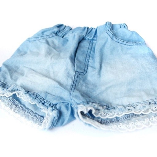 Pigershorts med blonder i denim