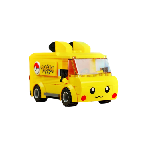 Pikachu-busbyggesæt 11 x 7 cm Sød bus med Pokémon-motiv Kreative byggesæt til børn Pikachu-busmodel til at samle