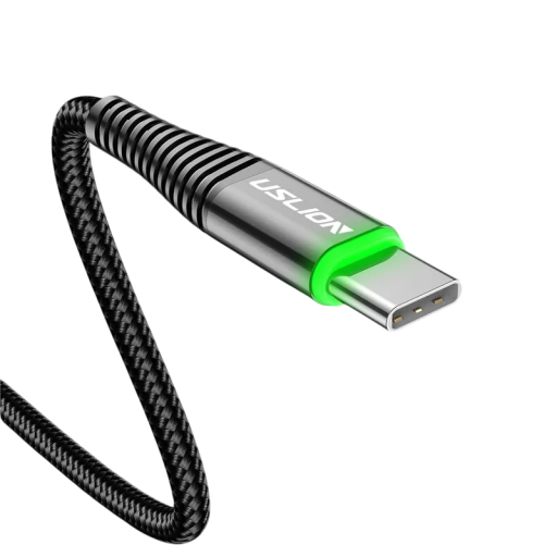 Pikalataus USB C -kaapeli 50 cm 3A 65W USB A - USB-C nailonpunottu nopea lataus ja datan synkronointi 480 Mbps yhteensopiva eri merkkien kanssa