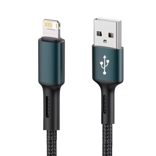 Pikalatausdatakaapeli USB A - iPhone Lightning 25 cm 3A kiinteä lyhyt kaapeli iPhonen ja iPadin nopeaan lataukseen ja tiedonsiirtoon 480 Mbps
