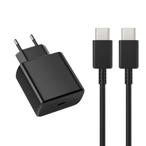 Pikalataussovitin ja kaksois-USB-C-kaapeli 1 m PD 45 W matkalaturi matkapuhelimeen EU-pistoke nopea lataus 480 Mbps