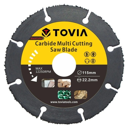 Pilový kotouč 115 mm pro úhlovou brusku Karbidový víceúčelový řezný kotouč na dřevo plasty kovy laminát PVC MDF rychlost 12500 ot/min