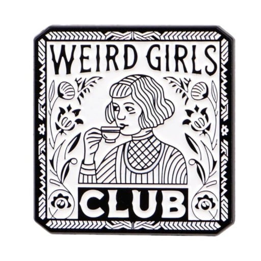 Πιν Καρφίτσα Weird Girls Club περίπου 3,1 x 3,2 εκ. μαύρο-άσπρο κλιπ πιν μάρκα αξεσουάρ για ρούχα σακίδιο μόδας κόσμημα δώρο για φίλους