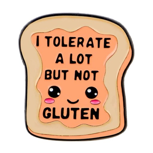 Pin smaltato con citazione toast circa 3,2 × 2,9 cm spilla in metallo beige arancione nero rosa motivo disegnato accessorio per zaino