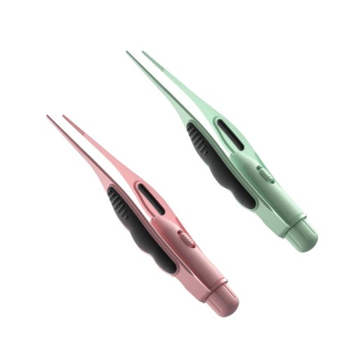 Pince à épiler avec lampe LED pour le nettoyage des oreilles Pince en acier inoxydable Convient aux enfants 12,6 x 2 cm