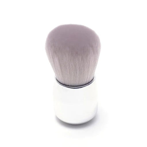 Pinceau de maquillage luxueux en forme de rond en éponge finition blanc-gris Pinceau à poudre et à maquillage multifonction en fibres synthétiques