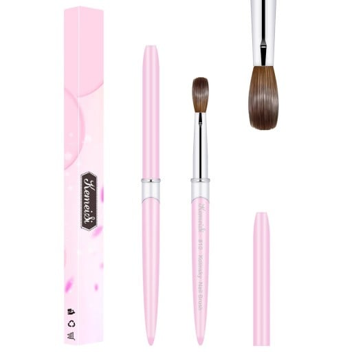 Pincel acrílico para unhas com tampa 13,5 cm 7,4 x 19,8 mm Pincel profissional para manicure para modelagem e moldagem de unhas artificiais para gel acrílico