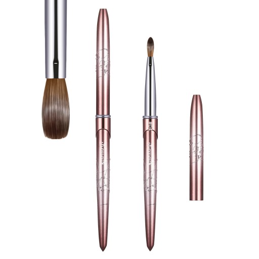 Pincel redondo de acrílico para unhas 4,8 mm 17 cm Comprimento das cerdas 10,9 mm Pincel profissional com tampa para modelagem e decoração de unhas