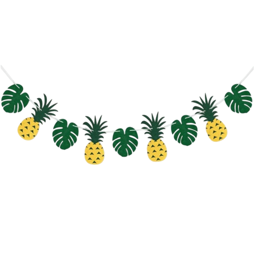 Pineapple Banner with Leaves 8x15 cm Tropical Decoration Hawaiian Summer Party Safari Jungle Wedding Birthday Thematic Decoration Celebrations