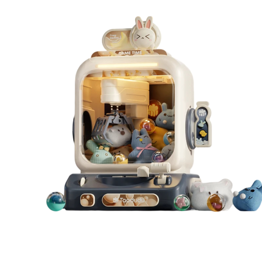 Pink Children's Toy Vending Machine with Light and Sound 10 Plush Figures 10 Surprise Capsules 12 Game Coins Battery Operated