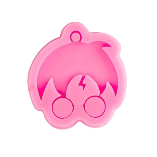 Pink Silicone Resin Mould 6.8×6.4 cm Character with Glasses Mould for Casting Resin Jewellery Charms Decorations