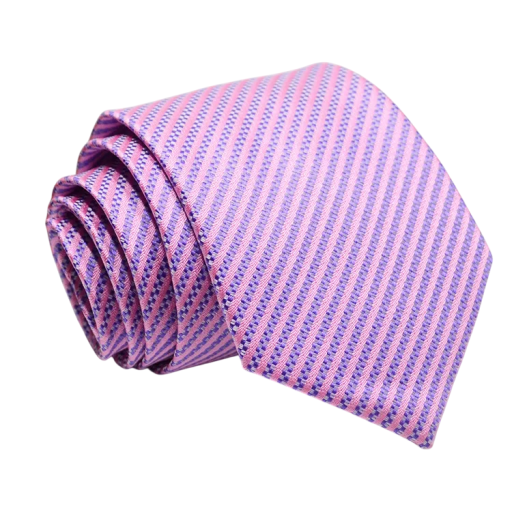 Pink Striped Tie 146 x 8 cm Elegant Men's Tie for Weddings, Balls and Business Meetings Stylish Accessory for Shirt and Suit