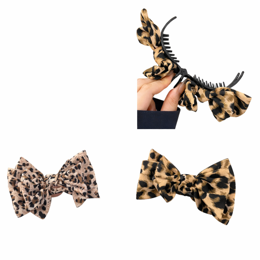 Pinza para el cabello de mujer con lazo 13 cm Patrón de leopardo Clip para el cabello elegante complemento para moño y coleta