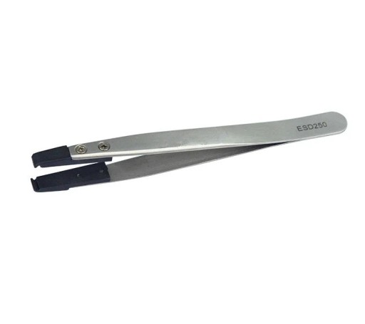 Pinzas antiestáticas ESD-250 con cabezales de plástico reemplazables y perfil recto de acero inoxidable para la reparación de relojes y componentes eléctricos